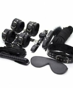 TOP BONDAGE KIT FETISH CORDA MORSO COLLARE COSTRITTIVO NERO FRUSTA MANETTE CAVIGLIERE