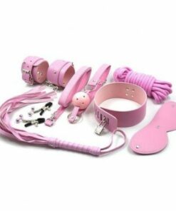 TOP BONDAGE KIT SET ROSA MORSO GAG BALL MANETTE PINZE PER CAPEZZOLI CORDA COLLARE FETISH