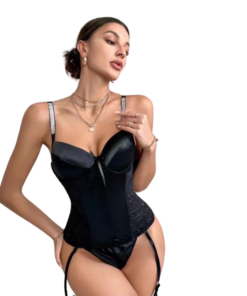 GUEPIERE IN NERO CON LACCETTI IN STRASS S/M L/XL